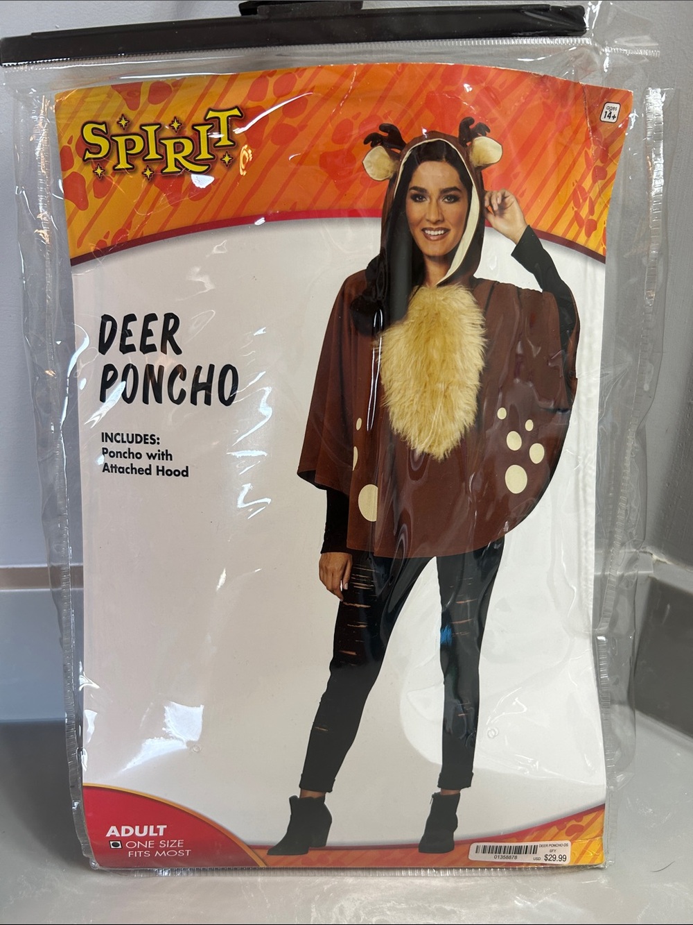 Spirit Brown Deer Poncho with Cream Fur Chest Accent